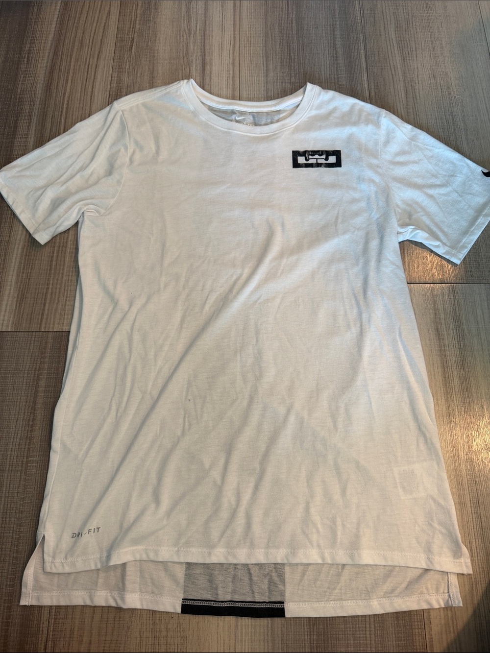 Men's White Short-Sleeve Crew Neck Tee with Small Black Logo